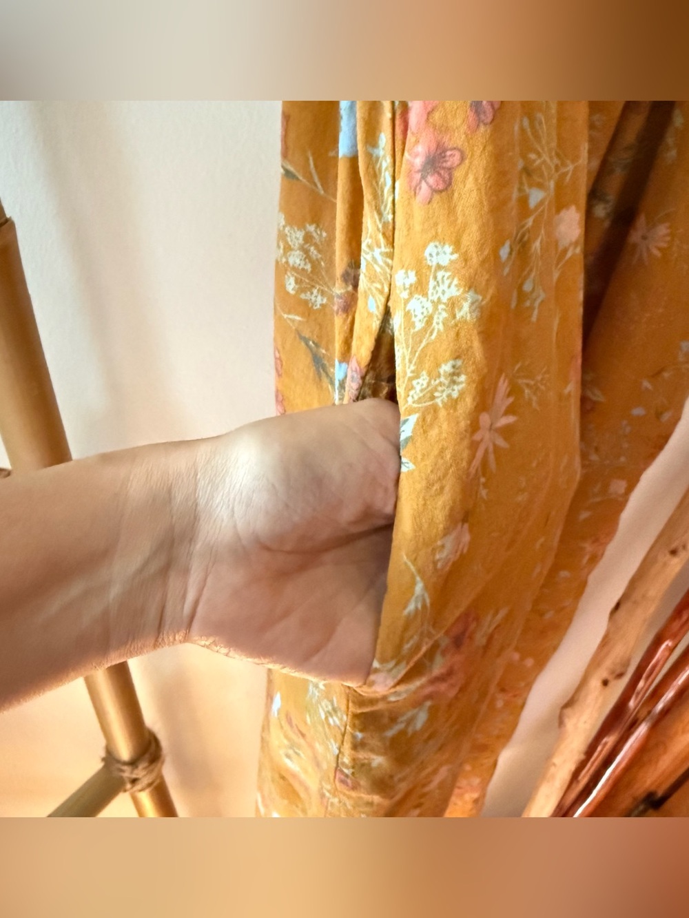 Natural Life mustard yellow floral print maxi dress size S, cottage core, frolic - Picture 4 of 12
